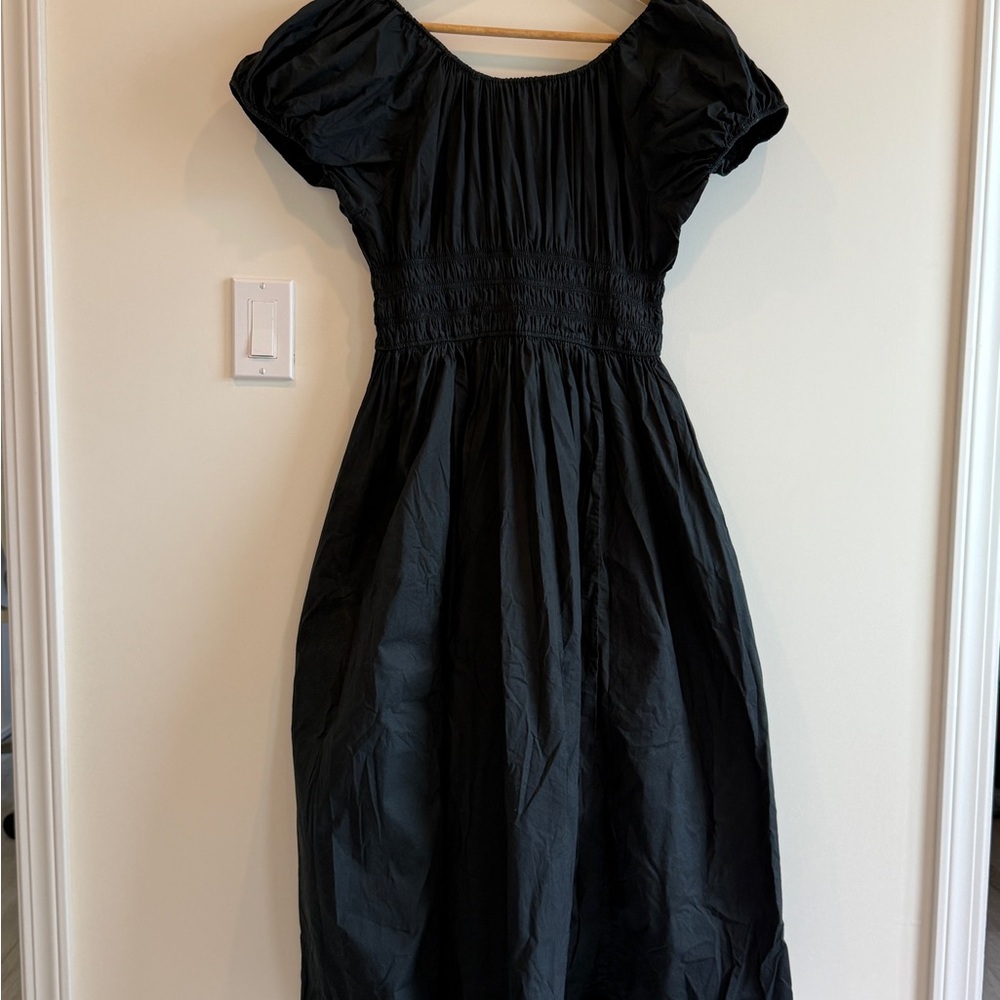 Doen Black Puff-Sleeve Smocked Midi Dress - Picture 5 of 6